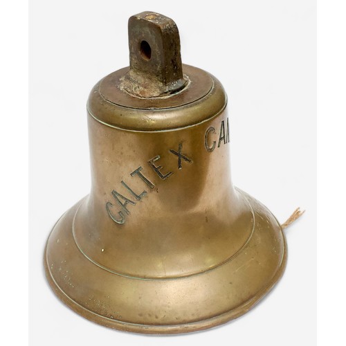 90 - A large ships bell from the steel steam turbine oil tanker, Caltex Canberra, built by the Furness Sh... 