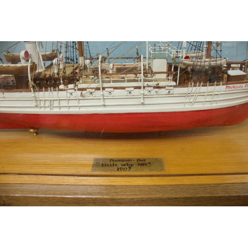 98 - A kit-built scale model of the ‘Pourquoi - Pas?’ (Little Why Not?’) 1907, French steamboat, with thr... 