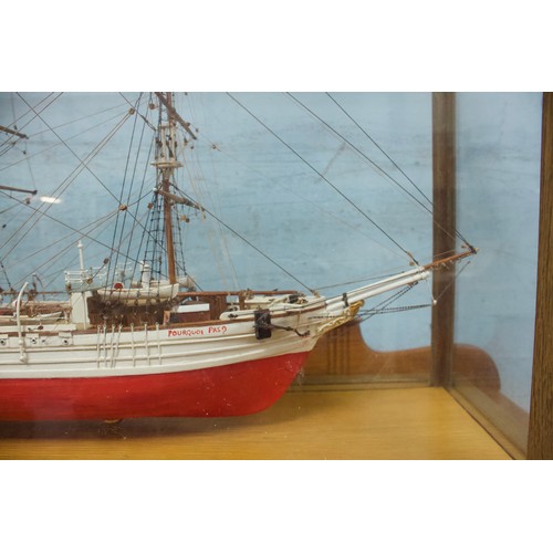 98 - A kit-built scale model of the ‘Pourquoi - Pas?’ (Little Why Not?’) 1907, French steamboat, with thr... 