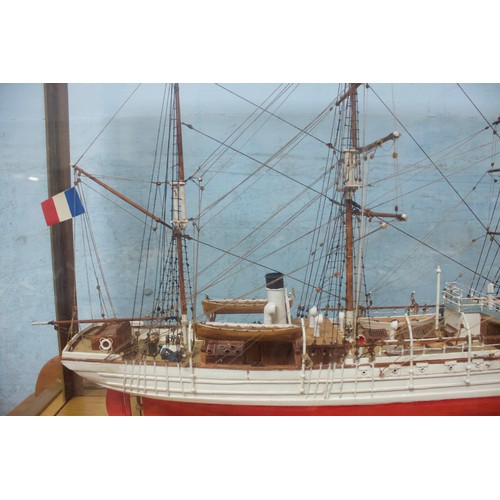 98 - A kit-built scale model of the ‘Pourquoi - Pas?’ (Little Why Not?’) 1907, French steamboat, with thr... 