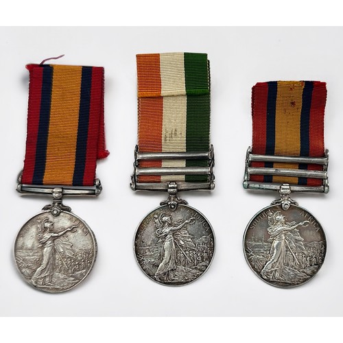 371 - A Queen's South Africa Medal with two clasps Natal and Orange Free State, (name worn of filed), anot... 