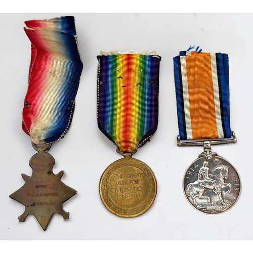 395 - WW1 Trio with 1914 Mons Star to 9785 PTE. J.W. HUFTON King's Own Yorkshire Light Infantry, listed MI... 