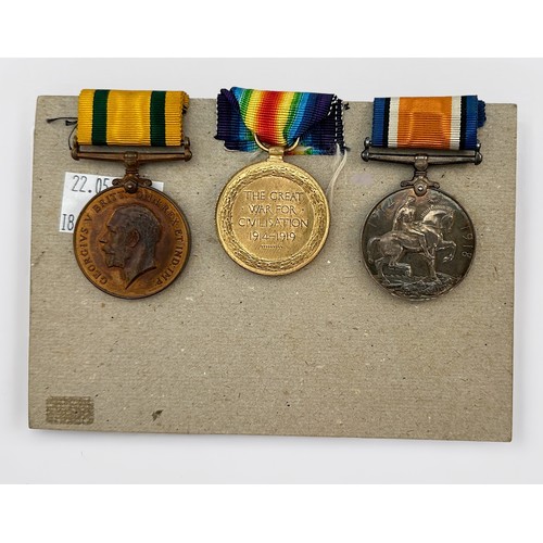 403 - A WW1 group of three comprising War Medal, Victory Medal and Territorial War Medal 1914-18 to 8256 P... 