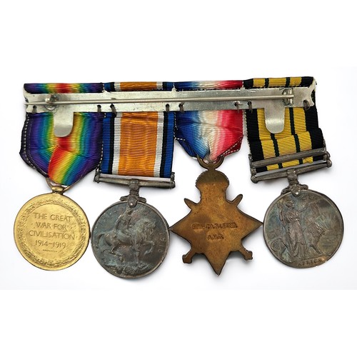 387 - A WW1 Army Veterinary Corps Medal group of four comprising George V Africa General Service Medal wit... 