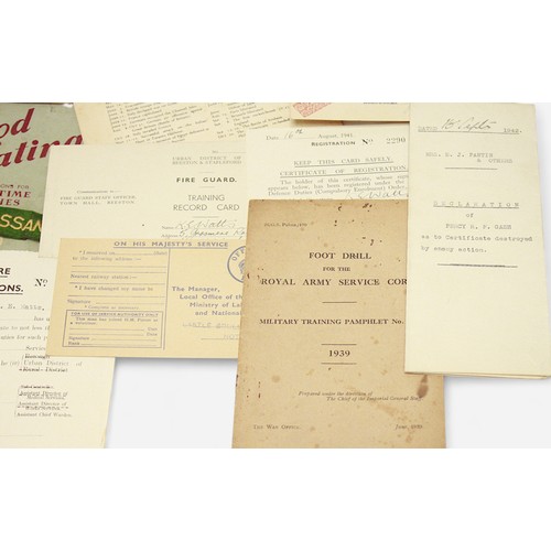 134 - A collection of WWII documentation and ephemera, comprising Regular Army Certificate of Service book... 