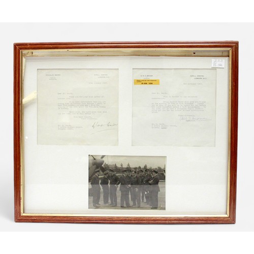 128 - Sir Douglas Bader (1910-1982), two framed montages relating to the flying ace, comprising two letter... 