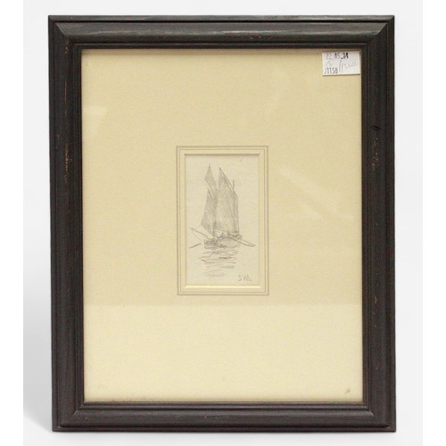 590 - William Lionel Wyllie RA (1851-1931) Three original pencil sketches including ‘Becalmed Lugger’, ‘Cr... 