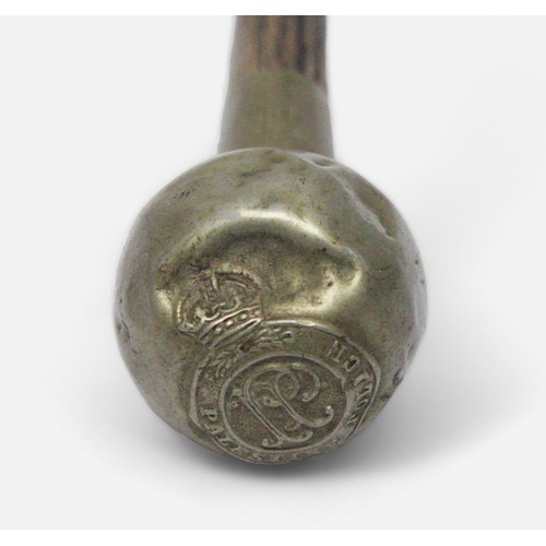 443 - A Palestine Police Swagger Stick with globular nickel top embossed with the Palestine Police badge, ... 