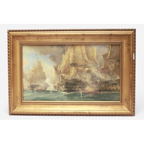 602 - After Auguste Ballin. Two various action scenes from the Battle of Trafalgar, modern Giclee colour p... 