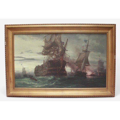 602 - After Auguste Ballin. Two various action scenes from the Battle of Trafalgar, modern Giclee colour p... 