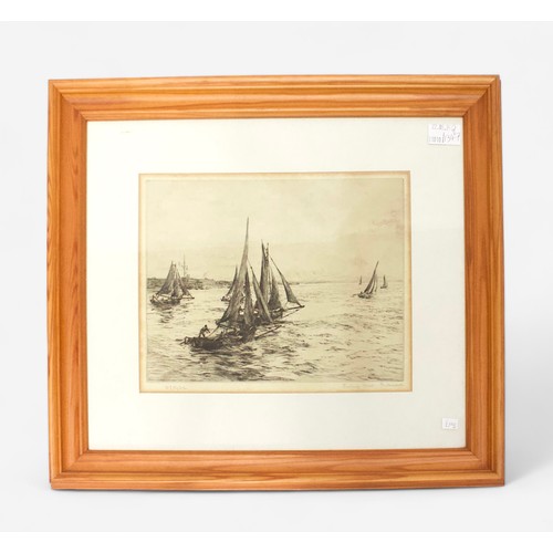 597 - William Lionel Wyllie RA (1851-1931) ‘Fishing Boats - Portsmouth’, signed and titled in pencil to bo... 