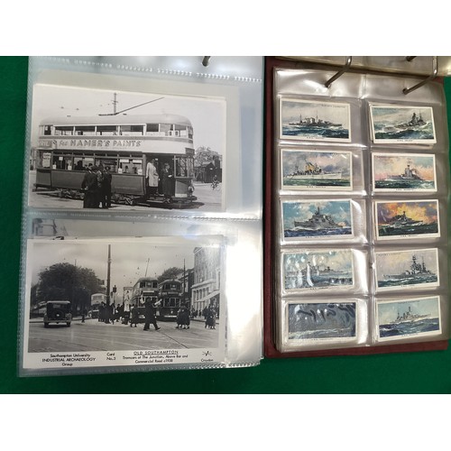 405 - An album of approximately 176 postcards and postcard-size photographs of trams, transport and topogr... 