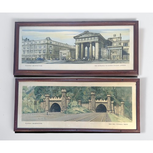 630 - Six railway carriage prints, four from the BR LMR Railway Architecture series circa 1951, comprising... 