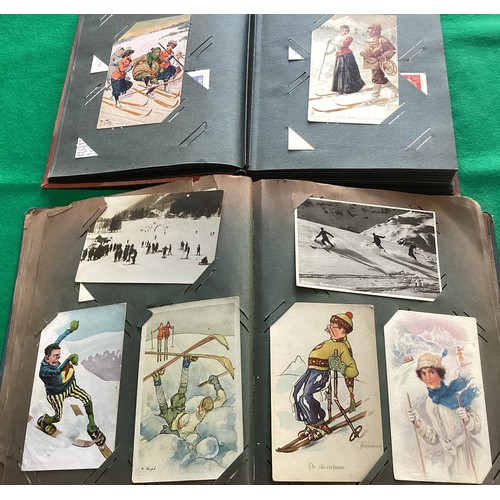 406 - A collection of approximately 800 foreign postcards relating to skiing in five albums of different s... 