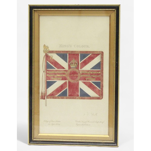 609 - A hand-painted framed display of 'The Duke of Cambridges Own Middlesex Regiment,' with crest and bat... 