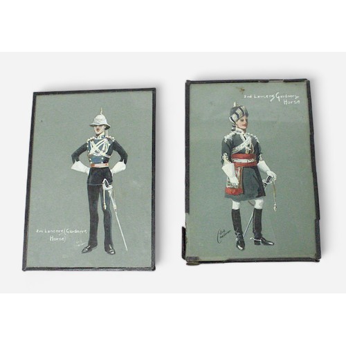 610 - Jack Challenor.  Two various full length figural studies in full uniform, '2nd Lancers Gardners Hors... 