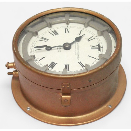 196 - A zig-zag convoy 8-day bulkhead clock by Kelvin Hughes (Marine) Ltd, dial secondary stamped Smiths 8... 