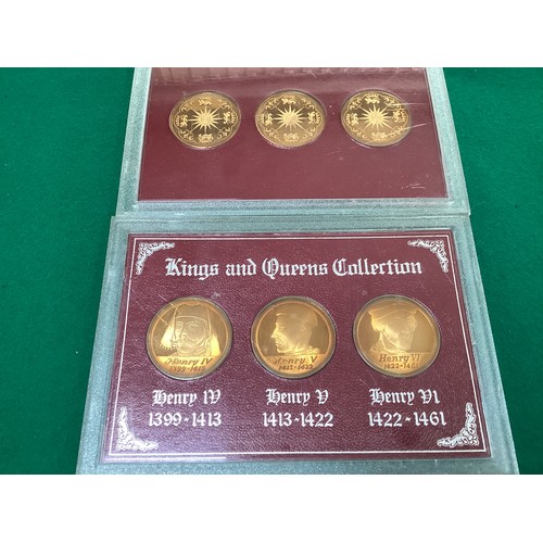 333 - Kings and Queens of England coin/medal collection, comprising 39 coins in 13 plastic cases. It spans... 