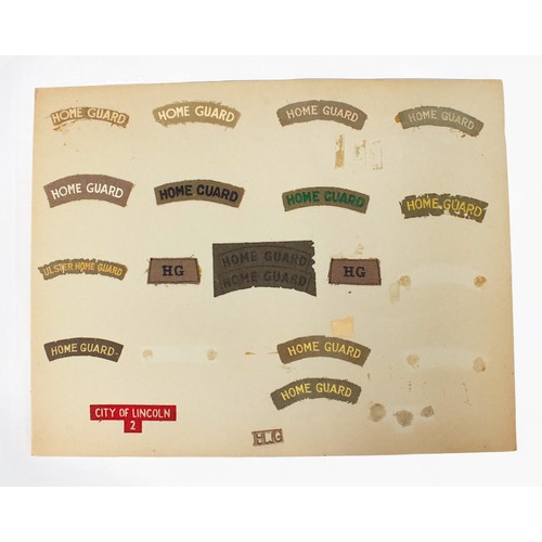 190 - Fifteen card sheets displaying a good collection of assorted cap badges and patches including exampl... 