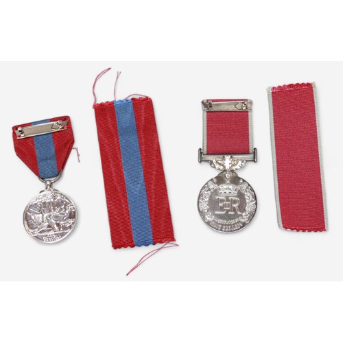 252 - An ERII Imperial Service Medal and an ERII Meritorious Service Medal, both named to Percy John Victo... 