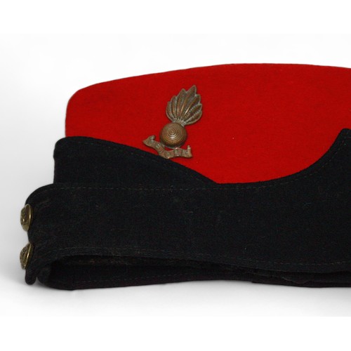 261 - A Royal Marines peaked dress cap with cap badge, a green and black side cap with Mercian regiment ca... 