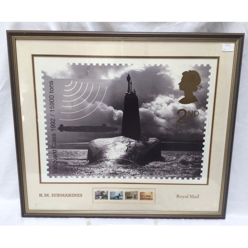 294 - Four framed limited edition Royal Mail stamp montages, all of submarine interest, with large images ... 