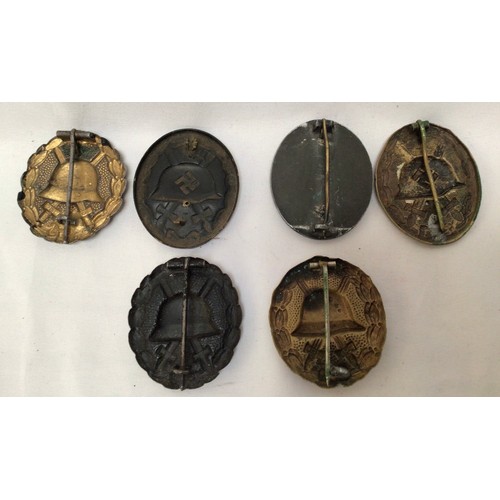 426 - Six various German WWII military wound badges, comprising 1st, 2nd and 3rd class examples