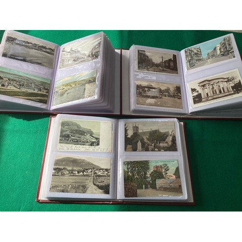 370 - Three albums containing 400 plus Welsh standard-size topographical postcards, nearly all of the Dyfe... 