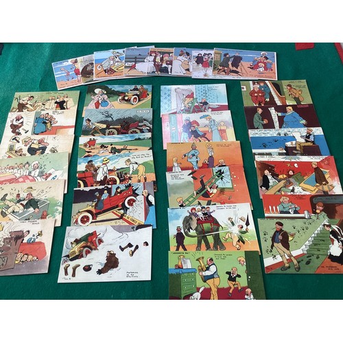 382 - A collection of approximately 73 comic cards by the popular collectable artist Tom Browne plus 9 aut... 