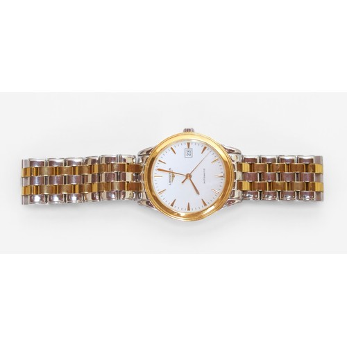 196 - A gents gold-plate and stainless steel Longines Flagship automatic wristwatch, model L4.874.3, the w... 