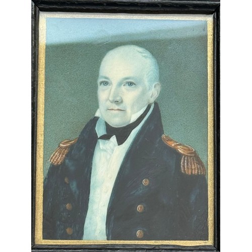 615 - An early 19th century rectangular portrait miniature of a middle-aged senior Naval officer, with ful... 