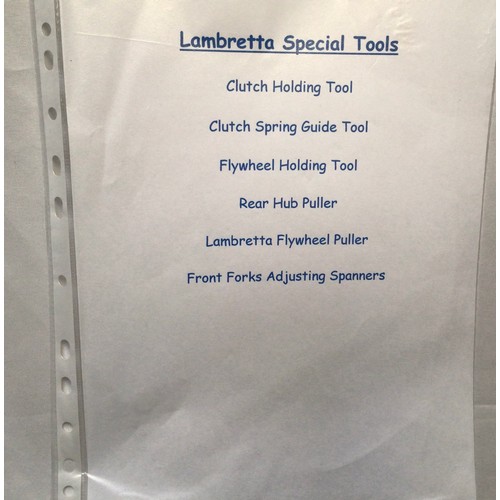 532 - A small collection of assorted Lambretta Special tools including a clutch holding tool, clutch sprin... 