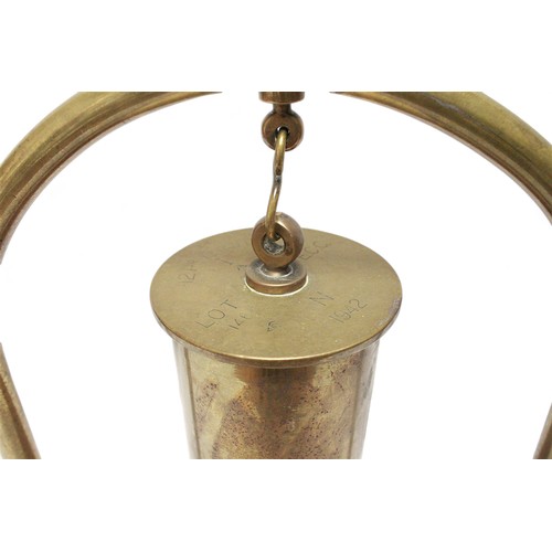 171C - A WWII trench art dinner gong, constructed from a British brass shell case, 12 pounder, dated 1942 a... 