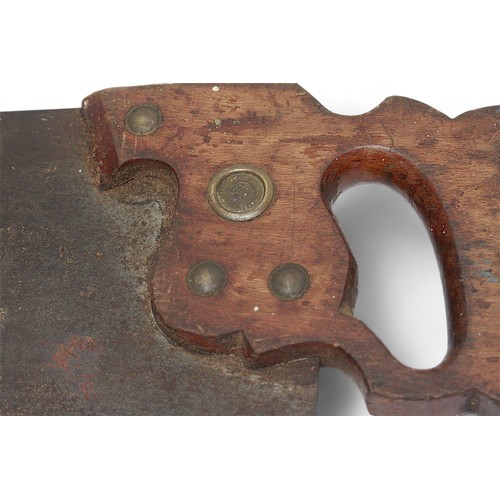 233A - A Disston USA D-7 ripsaw, c.1930, wooden handle with four sawnuts, one stamped with maker, etching t... 