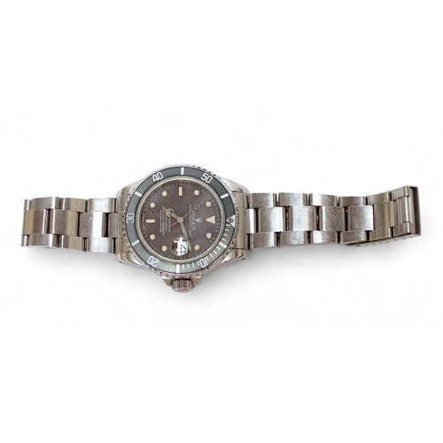 210 - A stainless steel Rolex Submariner, reference 16800, C.1986, the tropical black dial with luminous d... 