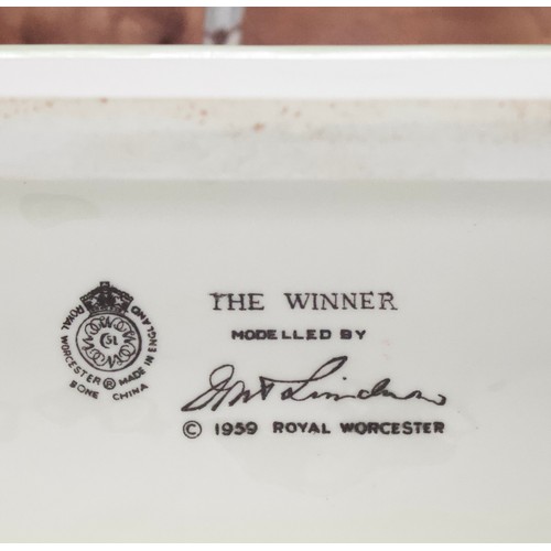 41 - WITHDRAWN.  A Royal Worcester unglazed porcelain figure, ‘The Winner’, with fitted oval wooden plint... 