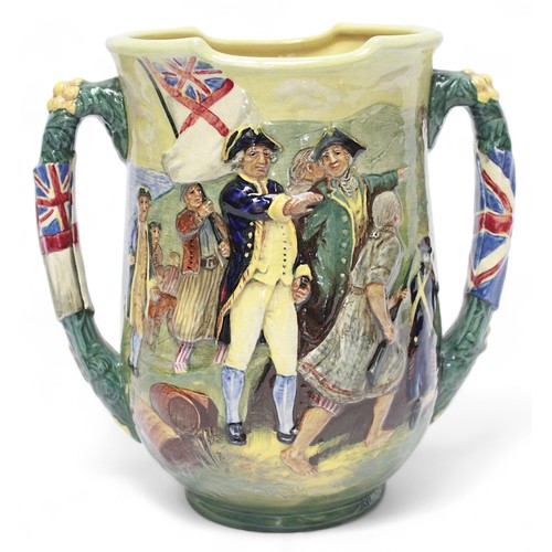 22 - A Royal Doulton loving cup, ‘Captain Cook The Greatest Navigator’, limited 89/350, 25cm high.