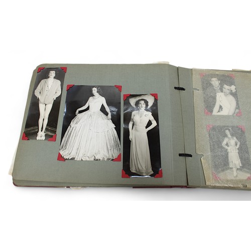 466 - A photo album containing over 100 monochrome photographs of mid 20th Century 'drag queens' in costum... 