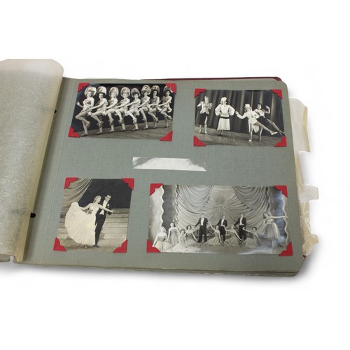 466 - A photo album containing over 100 monochrome photographs of mid 20th Century 'drag queens' in costum... 