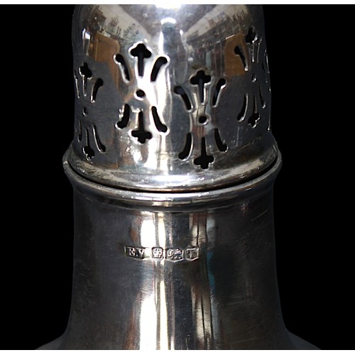 140 - A QEII silver sugar caster by Viner’s Ltd, of plain baluster form, hallmarked Sheffield, 1961, 17cm ... 