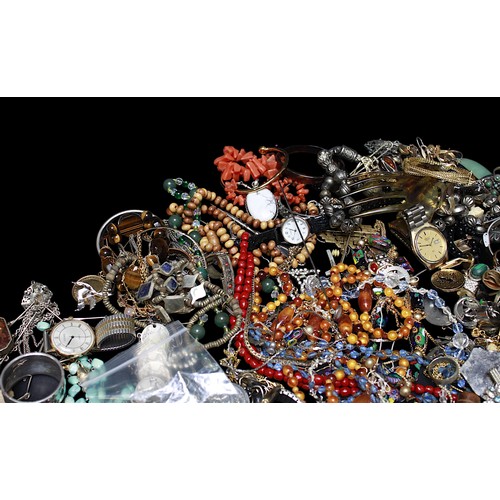 241 - A good collection of assorted mixed costume jewellery, including a collection of various antique and... 