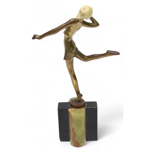 686 - Josef Lorenzl (1892-1950), an Art Deco gilt bronze and carved ivory figure, c.1920s, modelled as a d... 