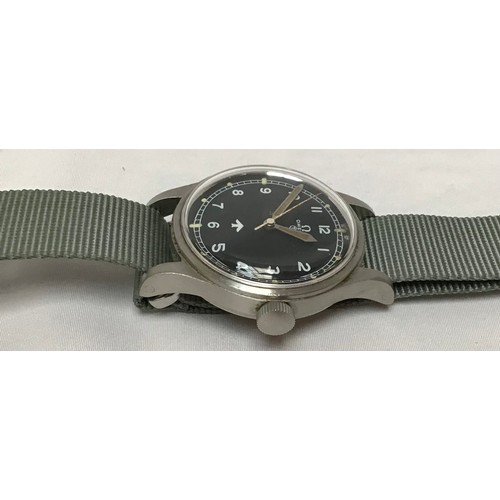 217 - A gents stainless steel Omega ‘Fat Arrow’ British RAF wristwatch, dated 1953, ref. 2777-1 SC, the bl... 