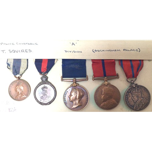 596 - A Metropolitan Police ‘A’ Division five medal group, awarded to Police Constable T. Squires,, compri... 