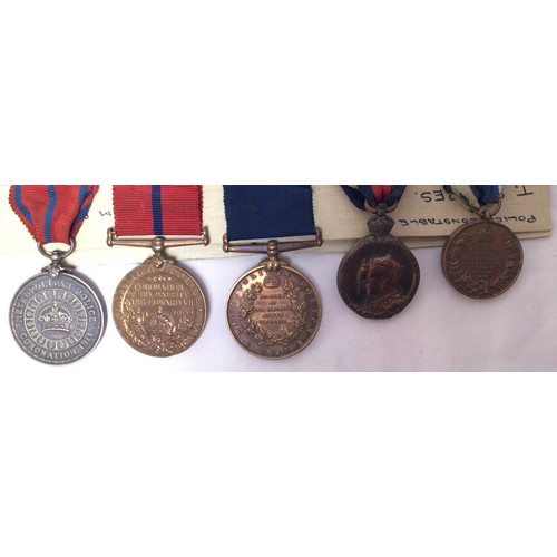 596 - A Metropolitan Police ‘A’ Division five medal group, awarded to Police Constable T. Squires,, compri... 