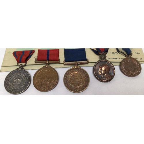 596 - A Metropolitan Police ‘A’ Division five medal group, awarded to Police Constable T. Squires,, compri... 