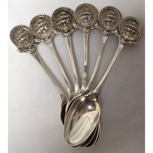 166 - Eleven various silver teaspoons, including three by Charles Horner, a set of six souvenir spoons for... 