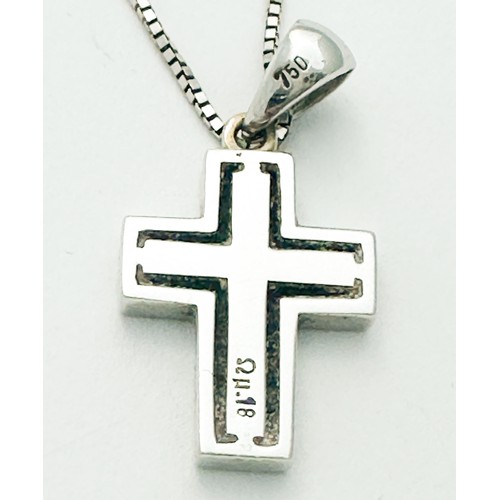 265 - An 18ct white gold cross and chain, the cross pave set with small round diamonds, total diamond weig... 