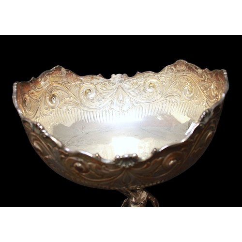 157 - A continental .800 grade silver compote, with relief moulded floral, shell and scrolled decoration t... 