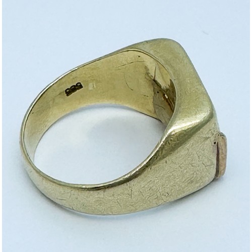 307 - A gents 14ct yellow gold signet ring, set with two small Victorian cut diamonds to the top, weight 8... 